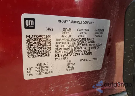 2023 Chevrolet Trailblazer Rs from USA, damaged, VIN KL79MTSL2PB180081